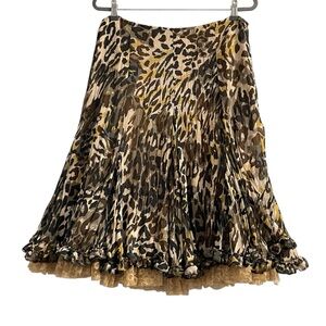 Alberto Makali Vintage Leopard Long Skirt crinkle flare fairycore regentcore 14